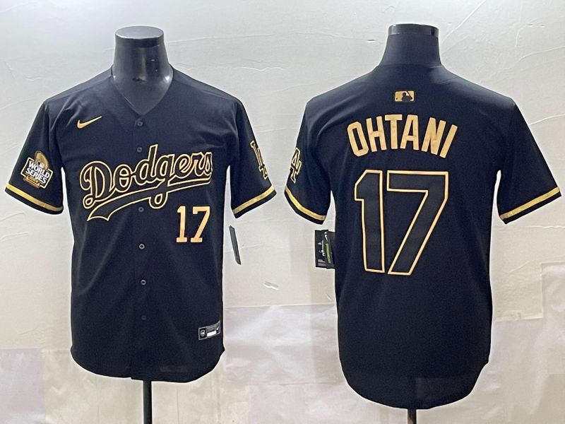 Men 2025 Los Angeles Dodgers 17 Ohtani Black Gold Five generations Nike MLB Jersey style 8